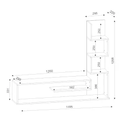 Parete attrezzata Armeno, 30x22 h121 cm, Bianco e Rosso<Dmora New