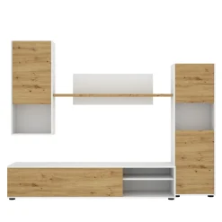 Parete attrezzata Artex, 220x41h180 cm, Rovere Nodi e Bianco<Dmora Shop