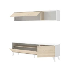 Parete attrezzata Arusha, 180x41 h180 cm, Bianco e Rovere<Dmora Flash Sale