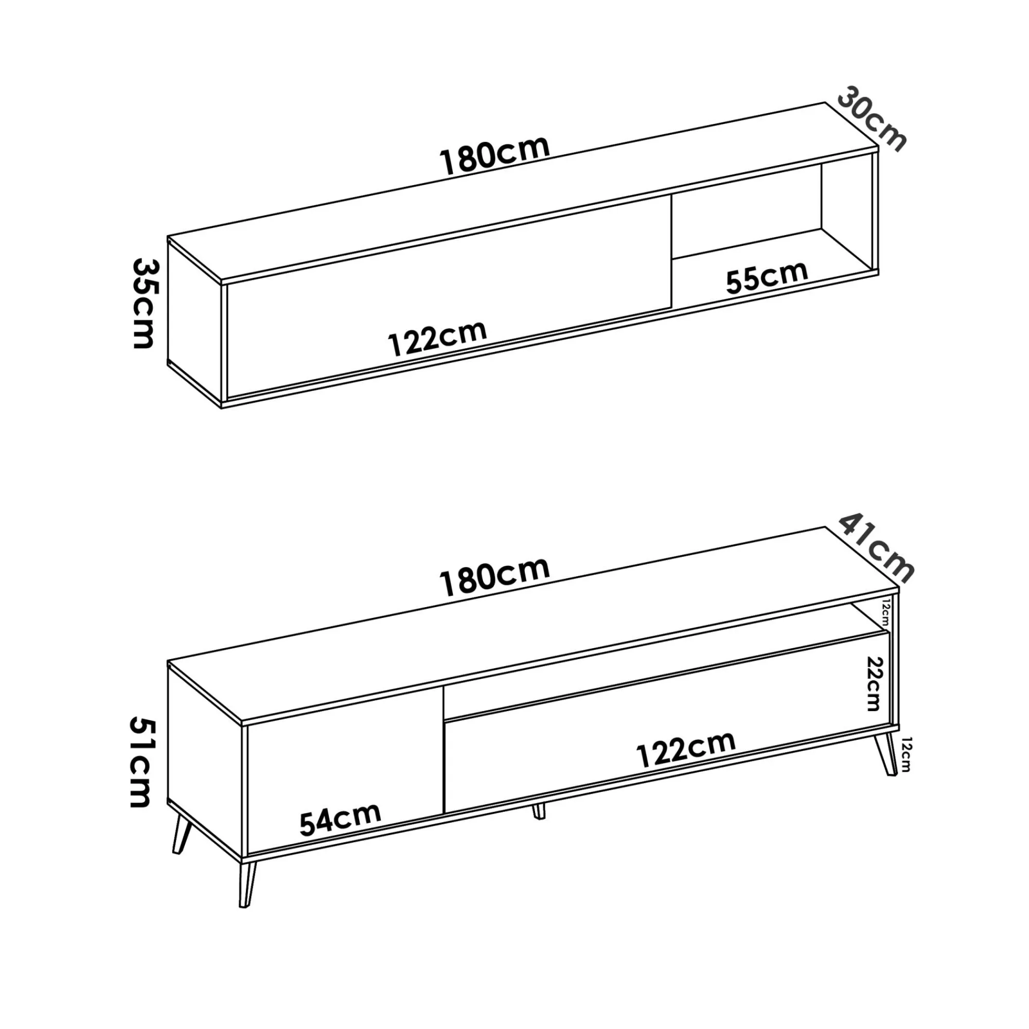 Parete attrezzata Arusha, 180x41h180 cm, Antracite e Rovere Nodi<Dmora Cheap
