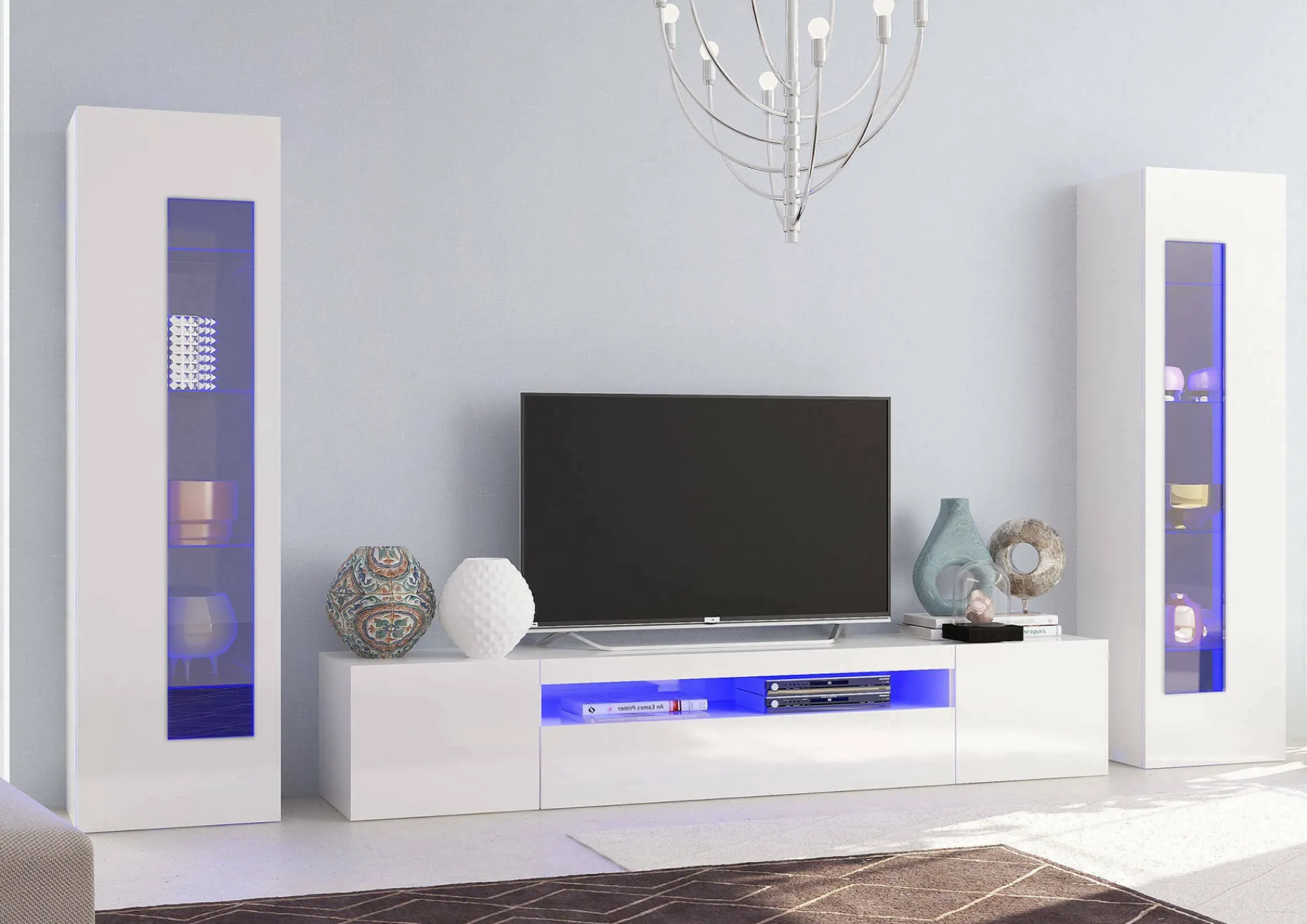 Parete attrezzata Aslhey, cm 290x40h162,<Dmora Outlet