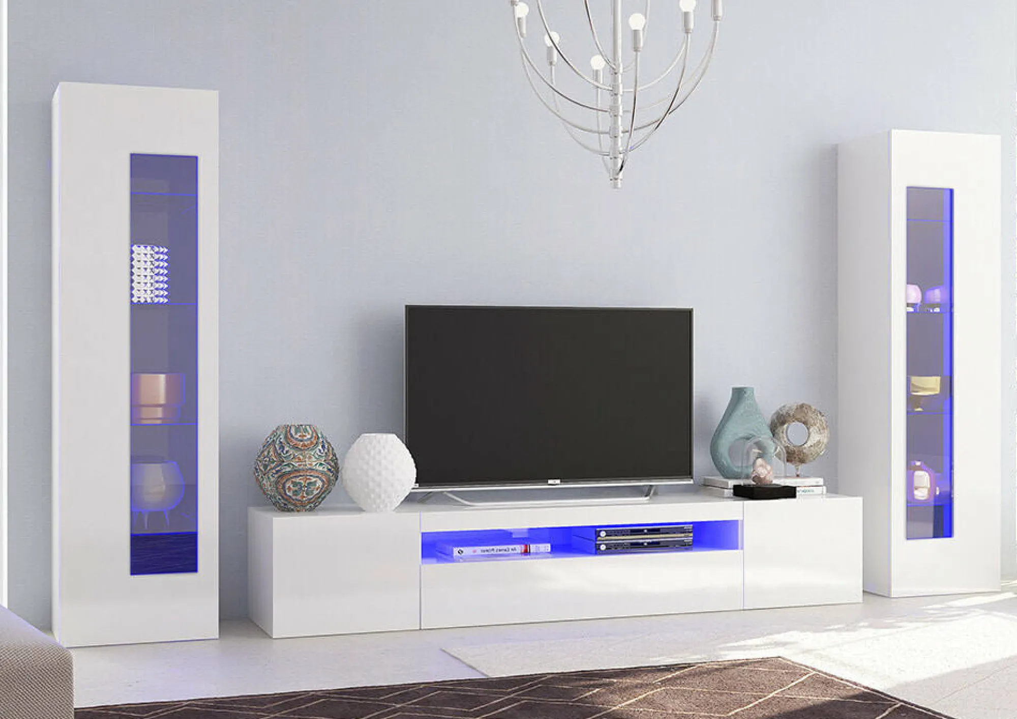Parete attrezzata Aslhey, cm 290x40h162,<Dmora Best Sale