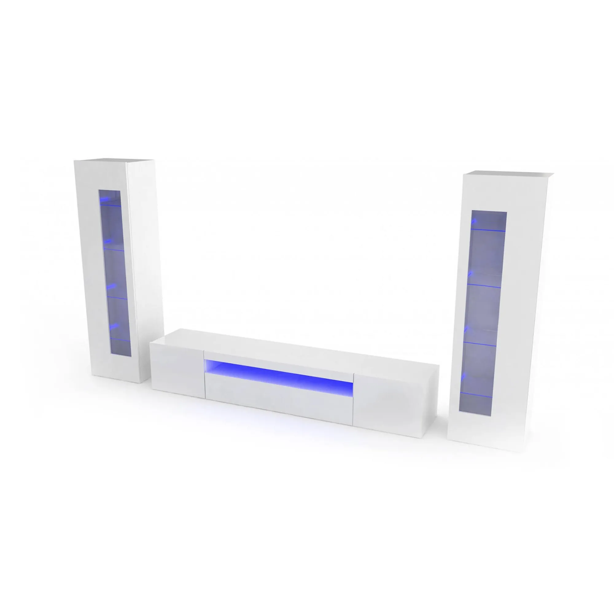 Parete attrezzata Aslhey, cm 290x40h162,<Dmora Outlet