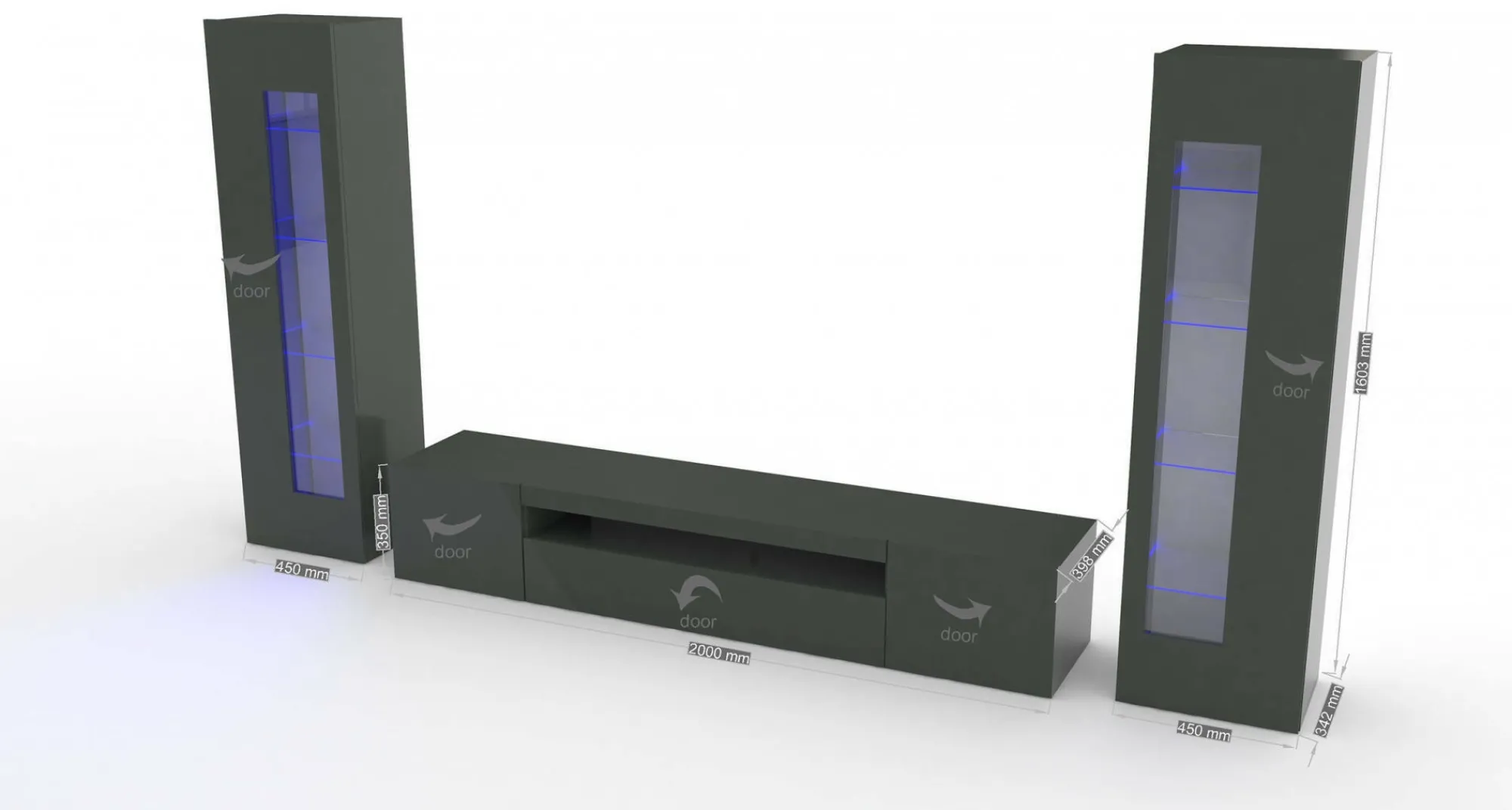 Parete attrezzata Aslhey, cm 290x40h162,<Dmora Cheap