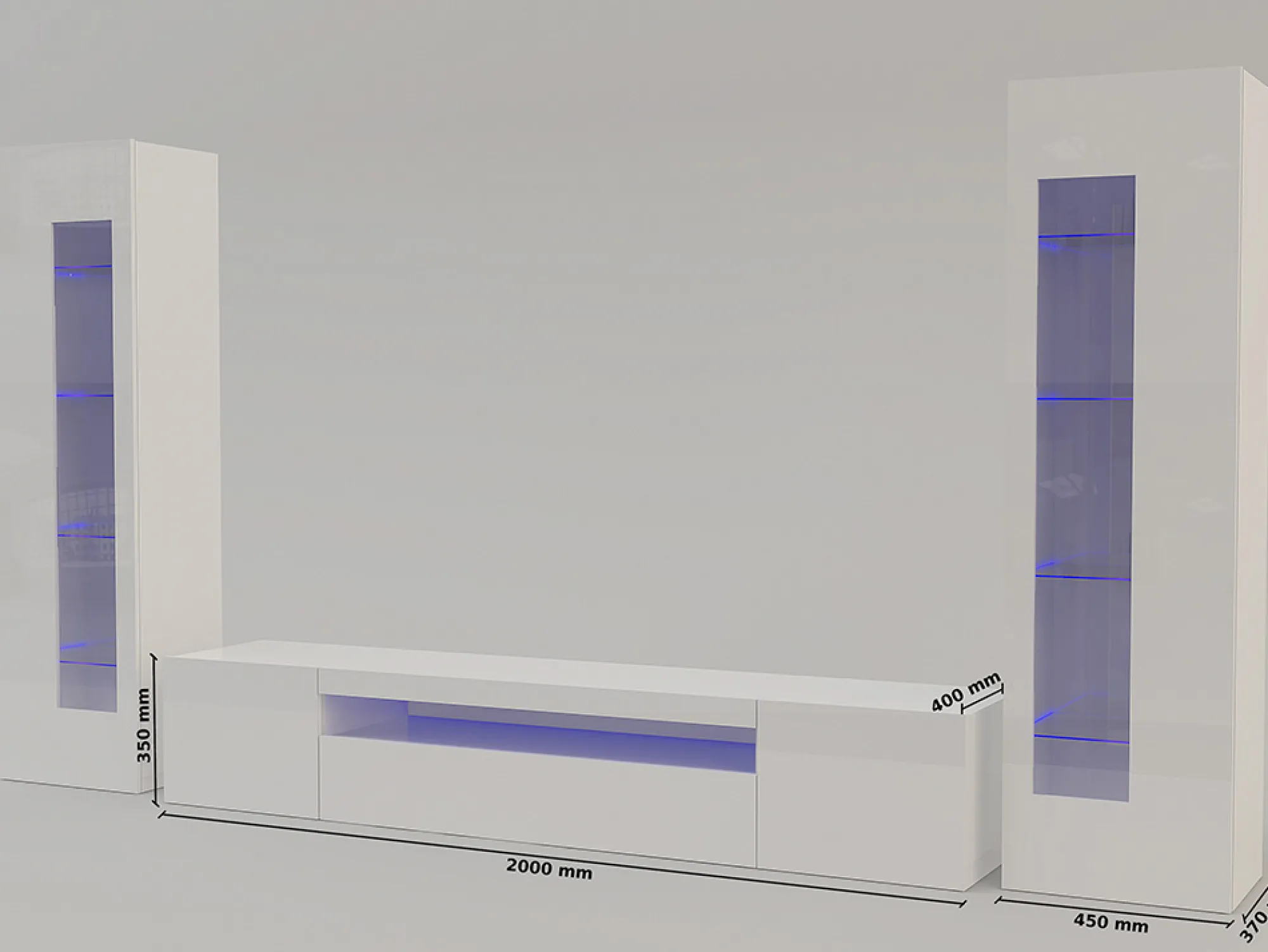 Parete attrezzata Aslhey, cm 290x40h162,<Dmora Best Sale