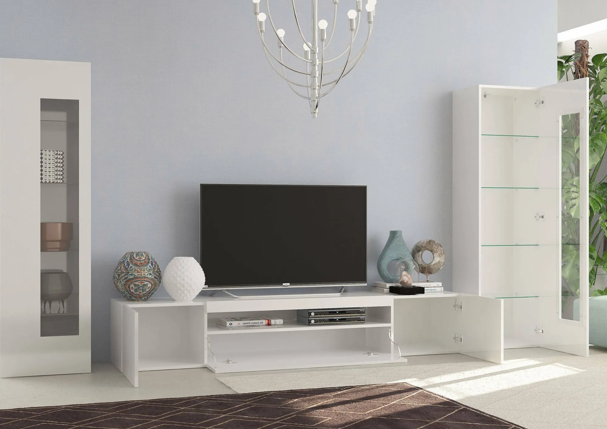 Parete attrezzata Aslhey, cm 290x40h162,<Dmora Outlet