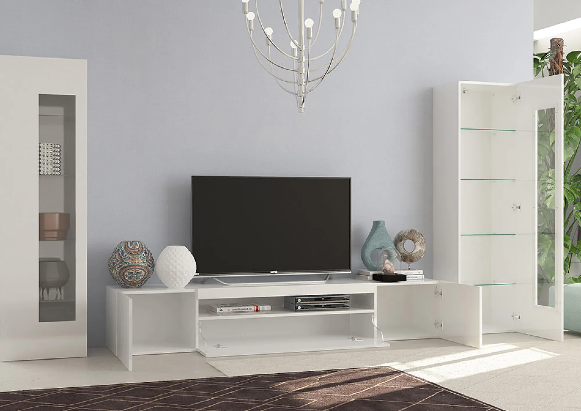 Parete attrezzata Aslhey, cm 290x40h162,<Dmora Best Sale