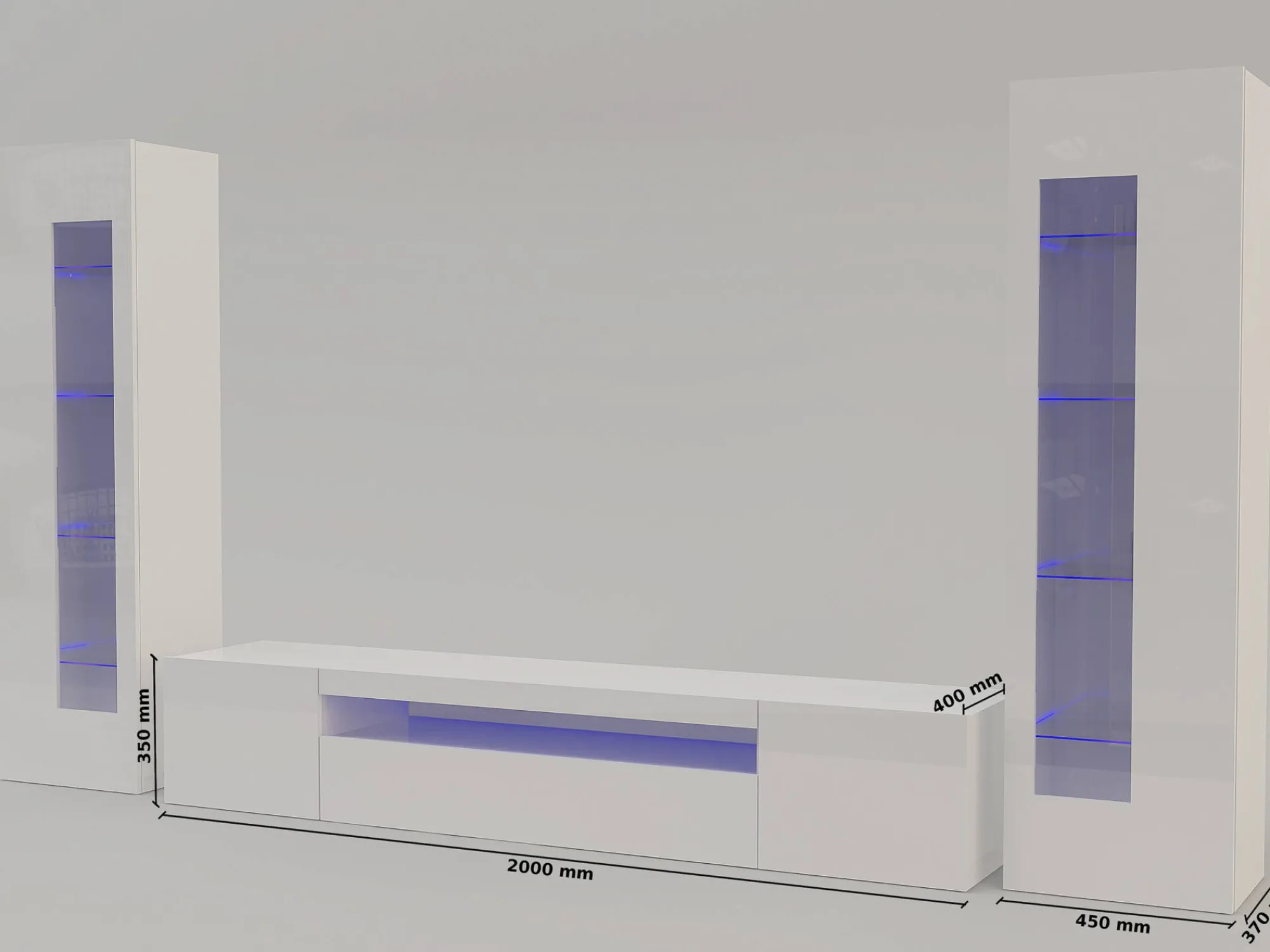 Parete attrezzata Aslhey, cm 290x40h162,<Dmora Outlet