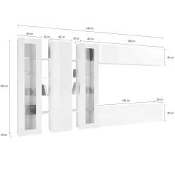 Parete attrezzata Atta, cm 340x30h180,<Dmora Best