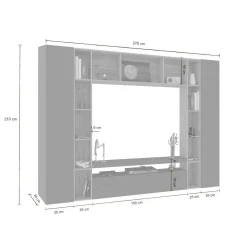 Parete attrezzata Austis, cm 270x35h210, Antracite e Rovere<Dmora Online