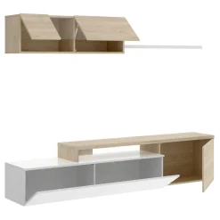 Parete attrezzata Axayazala, 201x41h180 cm, Bianco e Rovere<Dmora Sale