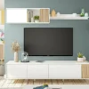 Parete attrezzata Banari, 200x40h47 cm, Bianco e Rovere<Dmora Flash Sale