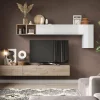 Parete attrezzata Barumini, 276x30 h180 cm, Bianco lucido e Rovere<Dmora Store