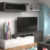 Parete attrezzata Dabarb, 200x41h44 cm, Grigio cenere e Bianco lucido<Dmora Sale