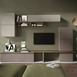 Parete attrezzata Dabdell, 290x40 h195 cm, Bronzo e Grigio<Dmora Store