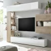Parete attrezzata Dbogdanovi, 295x30 h187 cm, Bianco lucido e Rovere<Dmora Outlet
