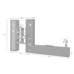 Parete attrezzata Dcorrei, cm 320x30h180,<Dmora Best Sale