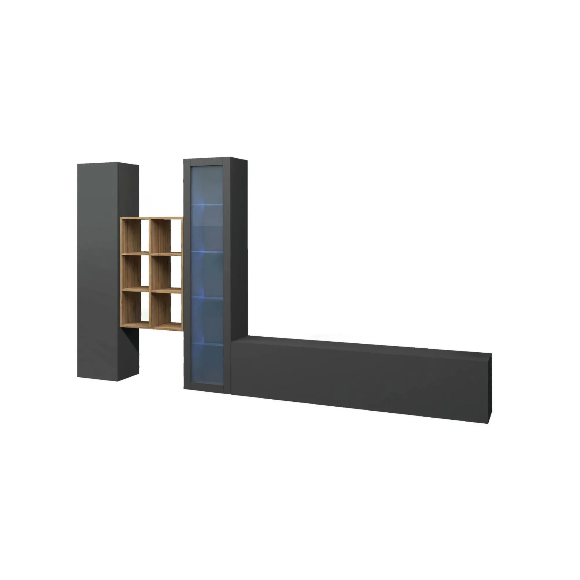 Parete attrezzata Dcragn, cm 320x30h180,<Dmora Outlet