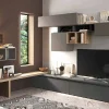Parete attrezzata Ddelprat, 276x40 h200 cm, Grigio scuro e Grigio<Dmora Cheap
