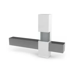 Parete attrezzata Dgrand, cm 265x40h181, Bianco lucido e Ardesia<Dmora Fashion