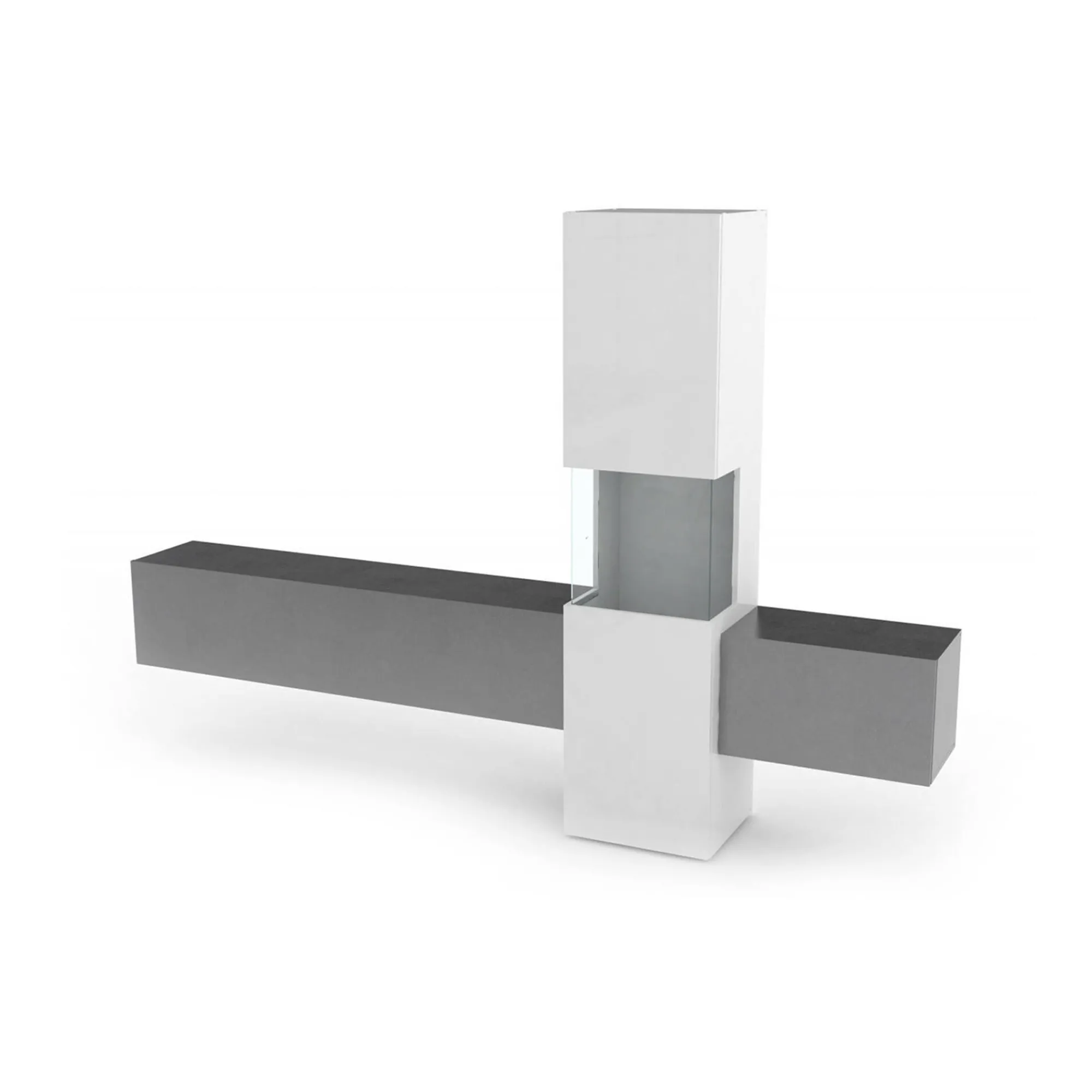 Parete attrezzata Dgrand, cm 265x40h181, Bianco lucido e Ardesia<Dmora Fashion
