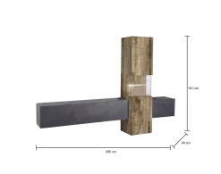 Parete attrezzata Dgrand, cm 265x40h181, Ardesia e Acero<Dmora Discount