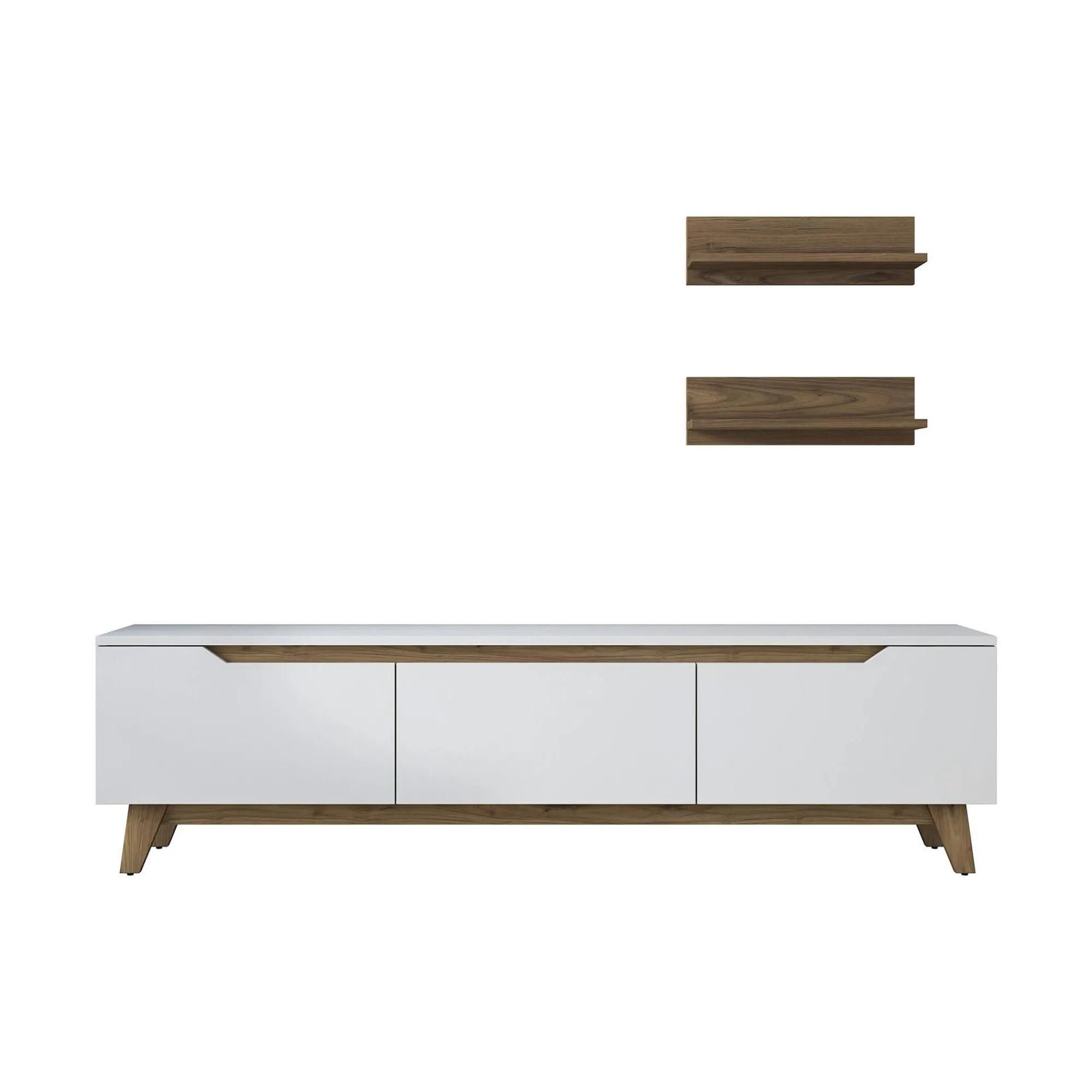 Parete attrezzata Dmarcandall, 180x35 h49 cm, Bianco e Noce<Dmora Cheap