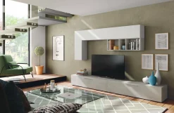 Parete attrezzata Dmontip, 260x42h32 cm, Cemento e Bianco<Dmora Best
