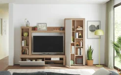 Parete attrezzata Dmurar, 240x30h175 cm, Bianco e Rovere<Dmora Fashion
