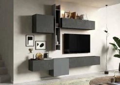 Parete attrezzata Douglas, 262x30 h220 cm, Ardesia e Grigio scuro<Dmora Cheap