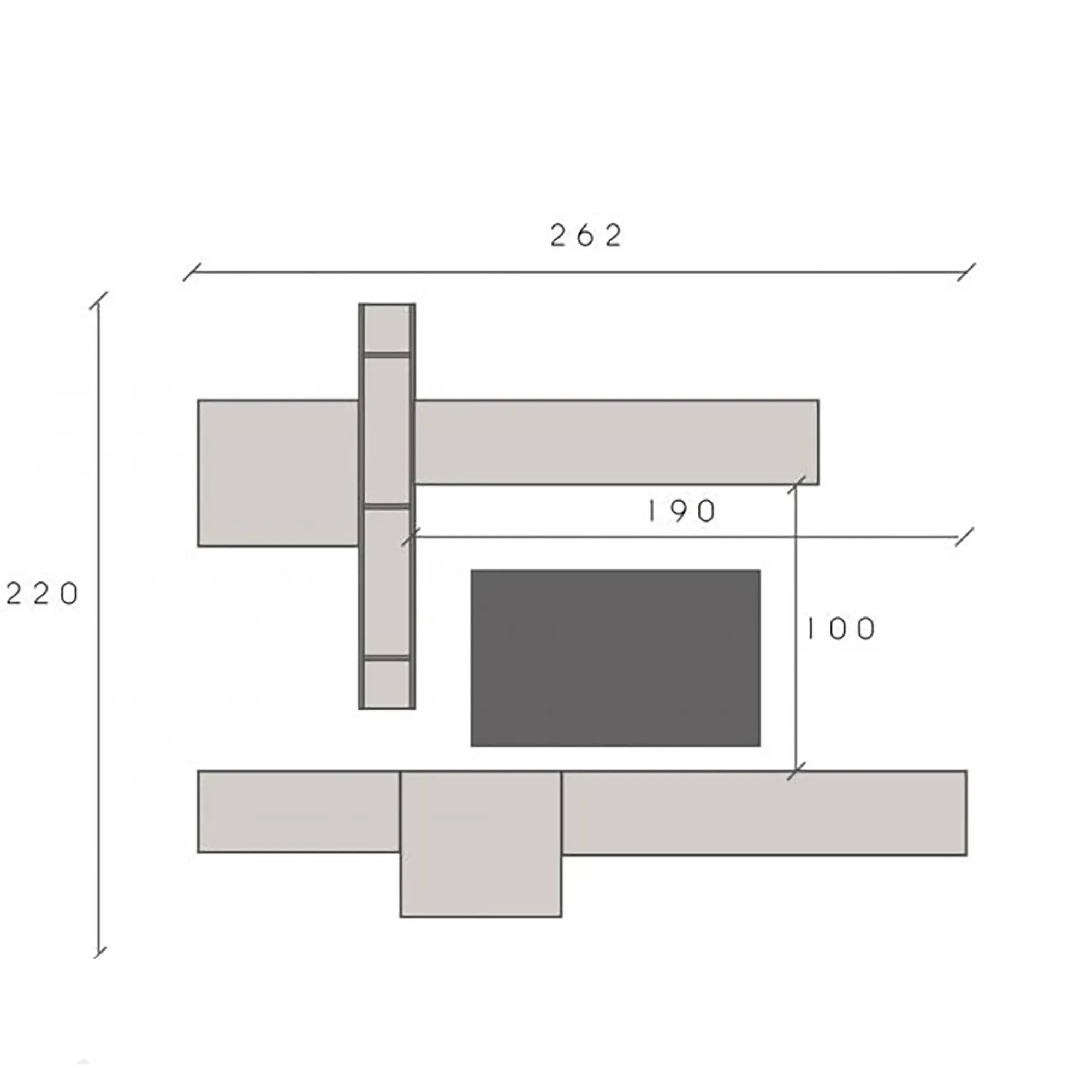 Parete attrezzata Douglas, 262x30 h220 cm, Antracite e Rovere<Dmora Hot