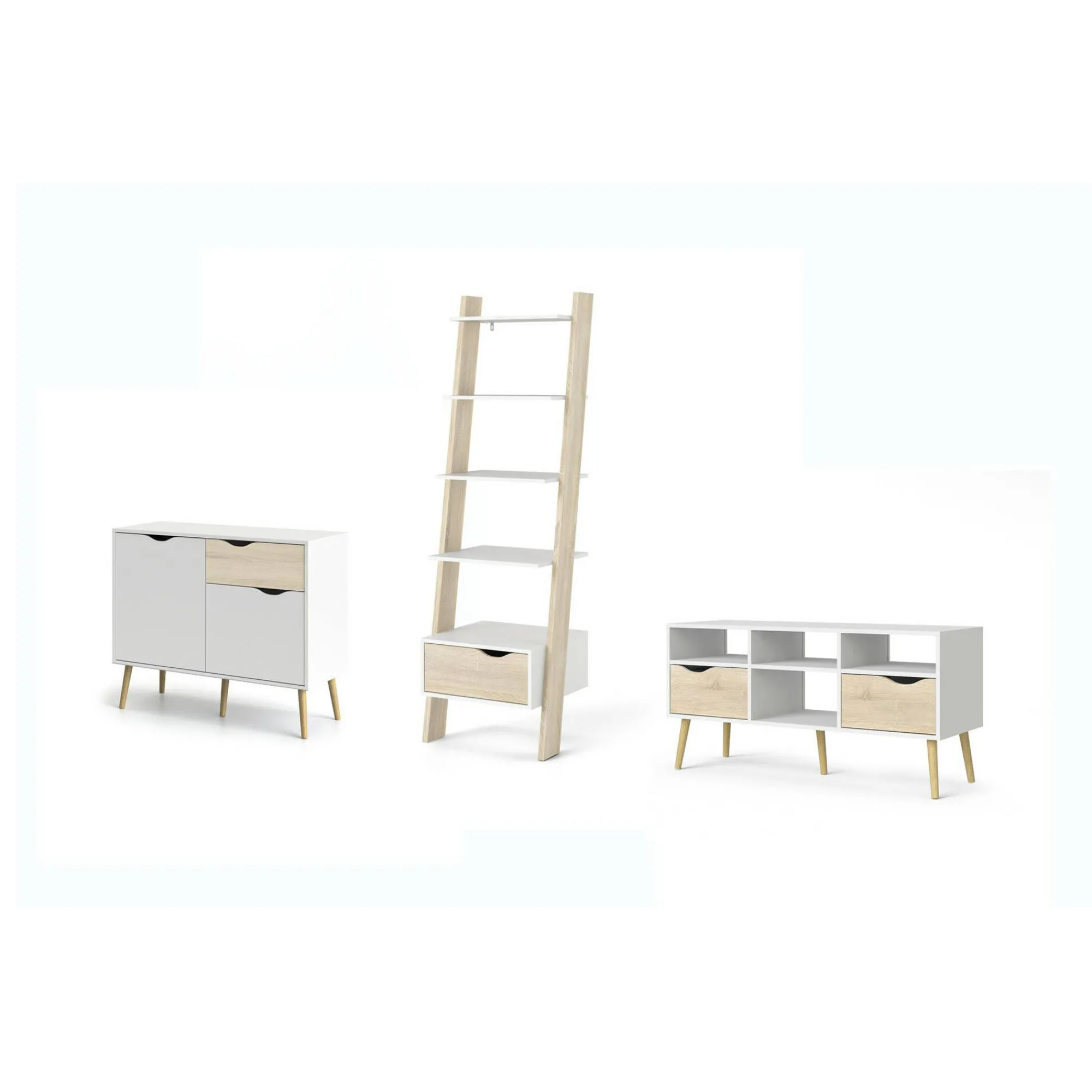 Parete attrezzata Dstorar, 166x207 h84 cm, Bianco e Quercia<Dmora Best