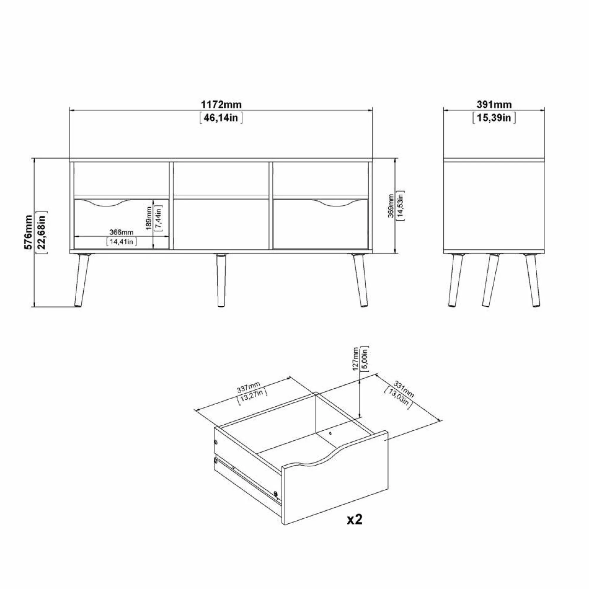 Parete attrezzata Dstorar, 166x207 h84 cm, Bianco e Quercia<Dmora Best