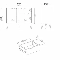 Parete attrezzata Dstorar, 166x207 h84 cm, Bianco e Quercia<Dmora Best