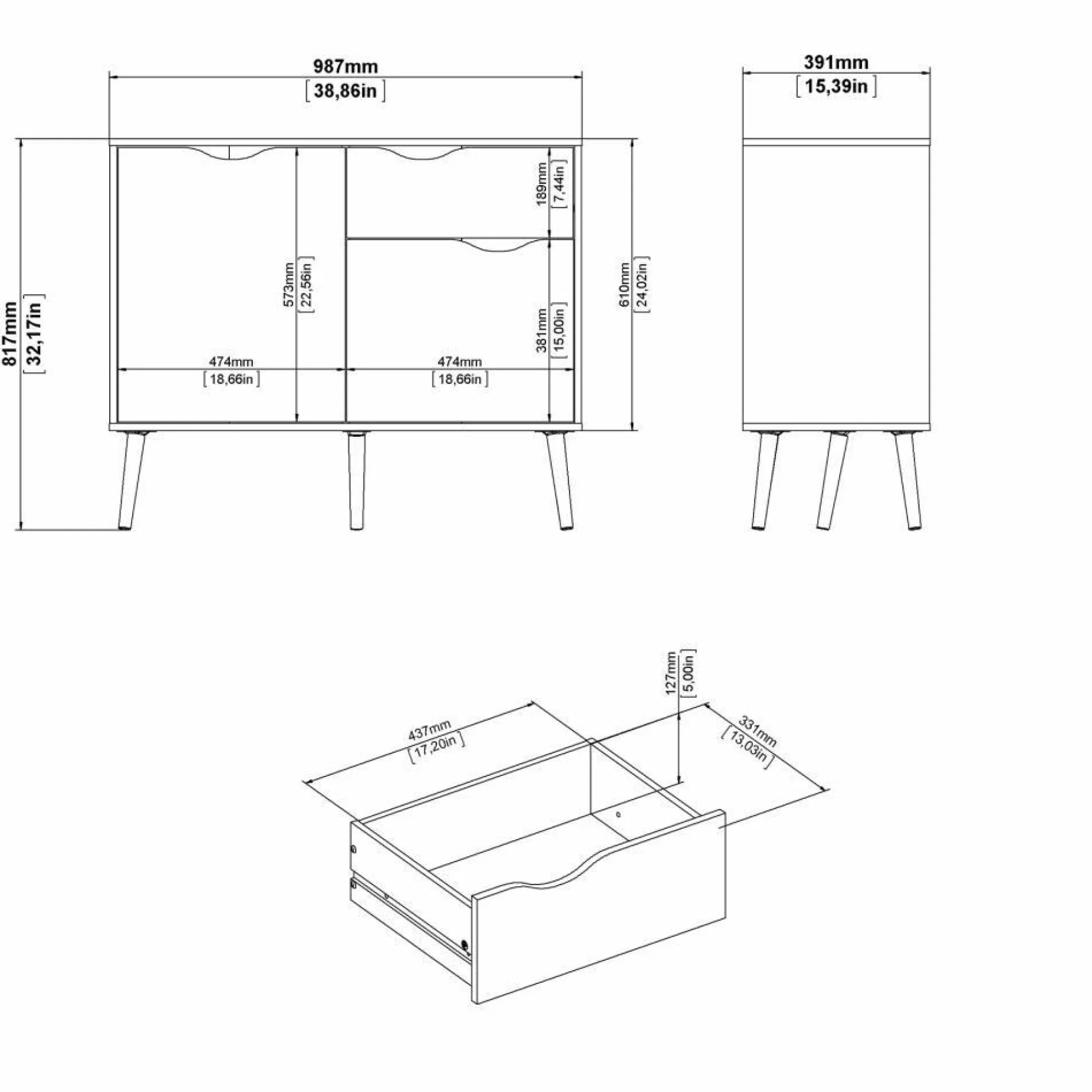 Parete attrezzata Dstorar, 166x207 h84 cm, Bianco e Quercia<Dmora Best
