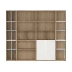 Parete attrezzata Dtomeazz, 34x241 h205 cm, Rovere e Bianco<Dmora Clearance
