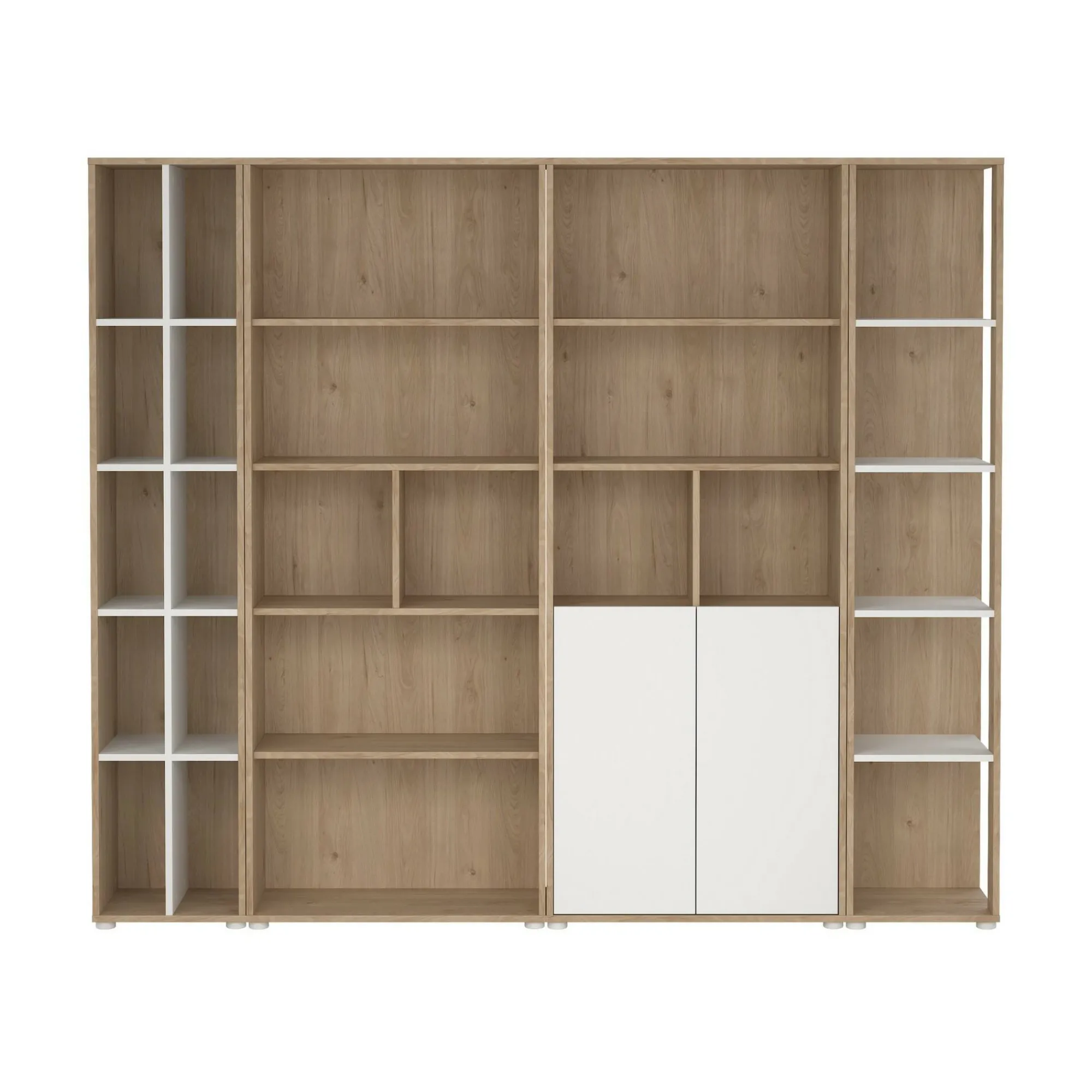 Parete attrezzata Dtomeazz, 34x241 h205 cm, Rovere e Bianco<Dmora Clearance