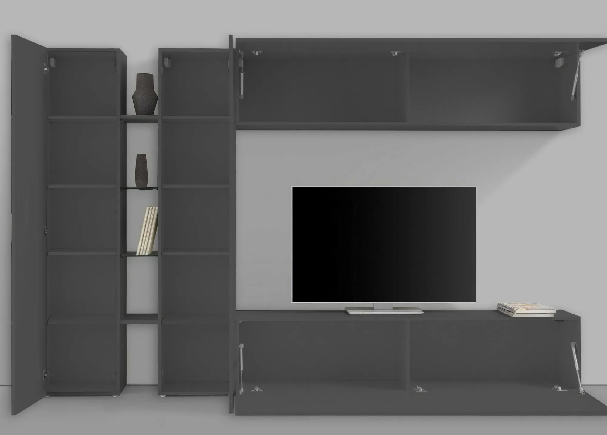 Parete attrezzata Enstatite, cm 280x30x180,<Dmora Online