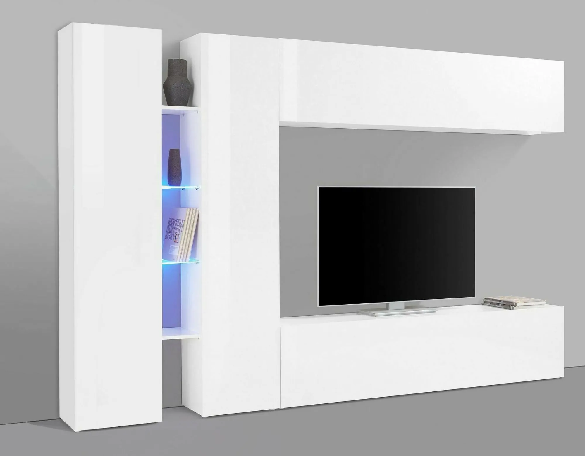 Parete attrezzata Enstatite, cm 280x30x180,<Dmora Outlet