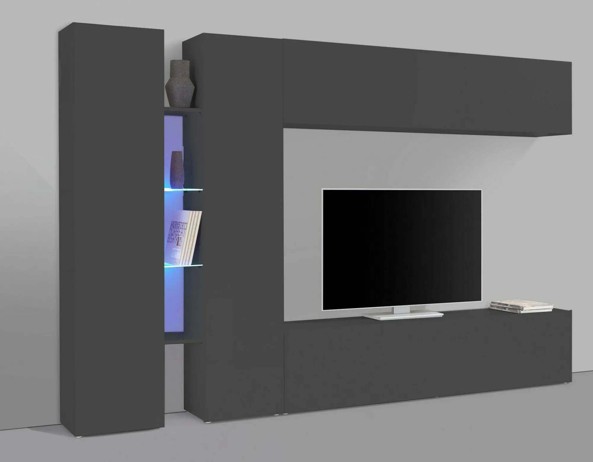 Parete attrezzata Enstatite, cm 280x30x180,<Dmora Online