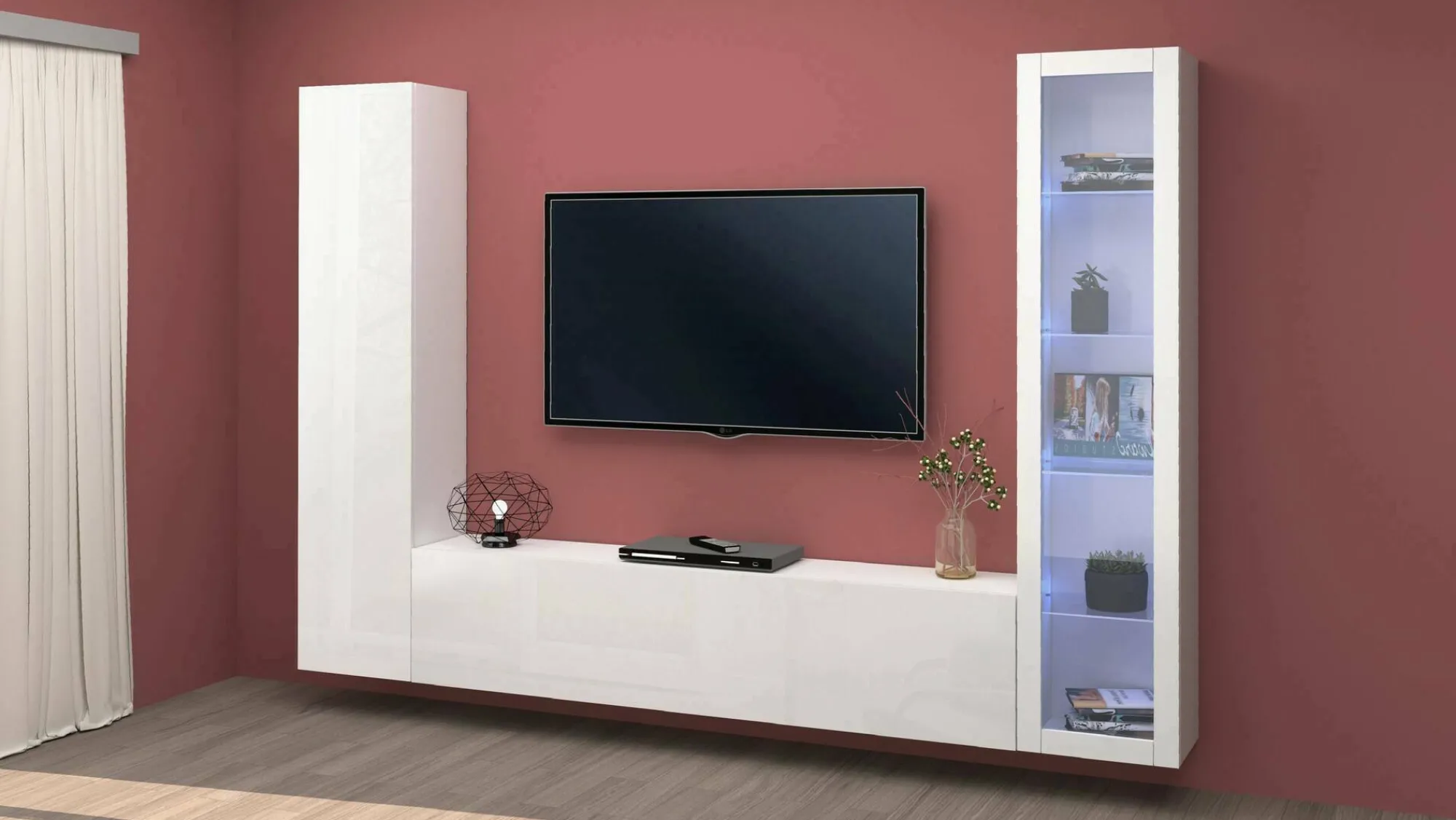 Parete attrezzata Felicina, cm 260x30h180,<Dmora Best Sale