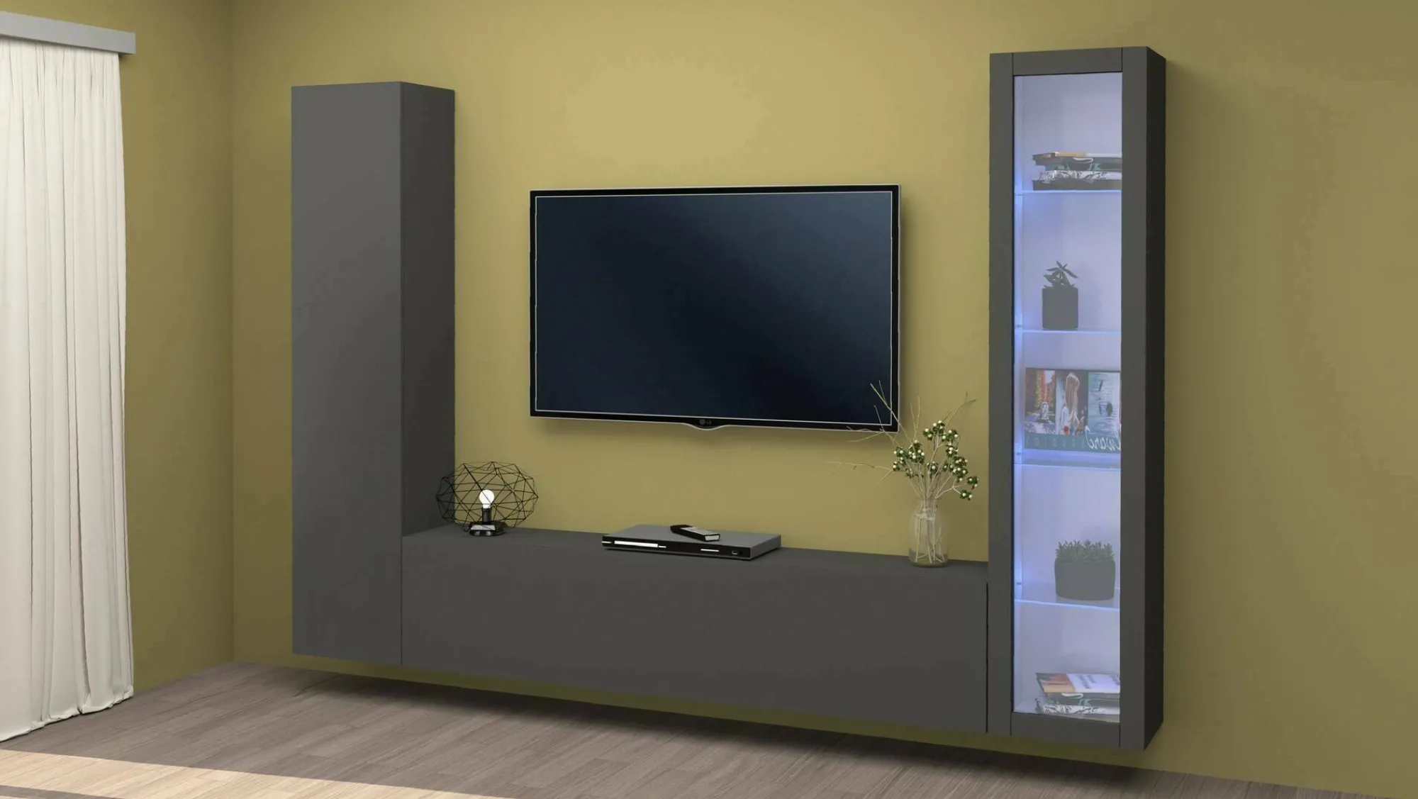 Parete attrezzata Felicina, cm 260x30h180,<Dmora Best