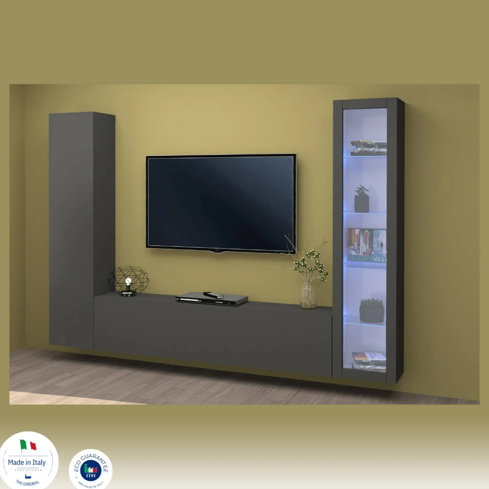 Parete attrezzata Felicina, cm 260x30h180,<Dmora Best