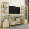 Parete attrezzata Felion, 198x39h160 cm, Oro e Quercia<Dmora Flash Sale