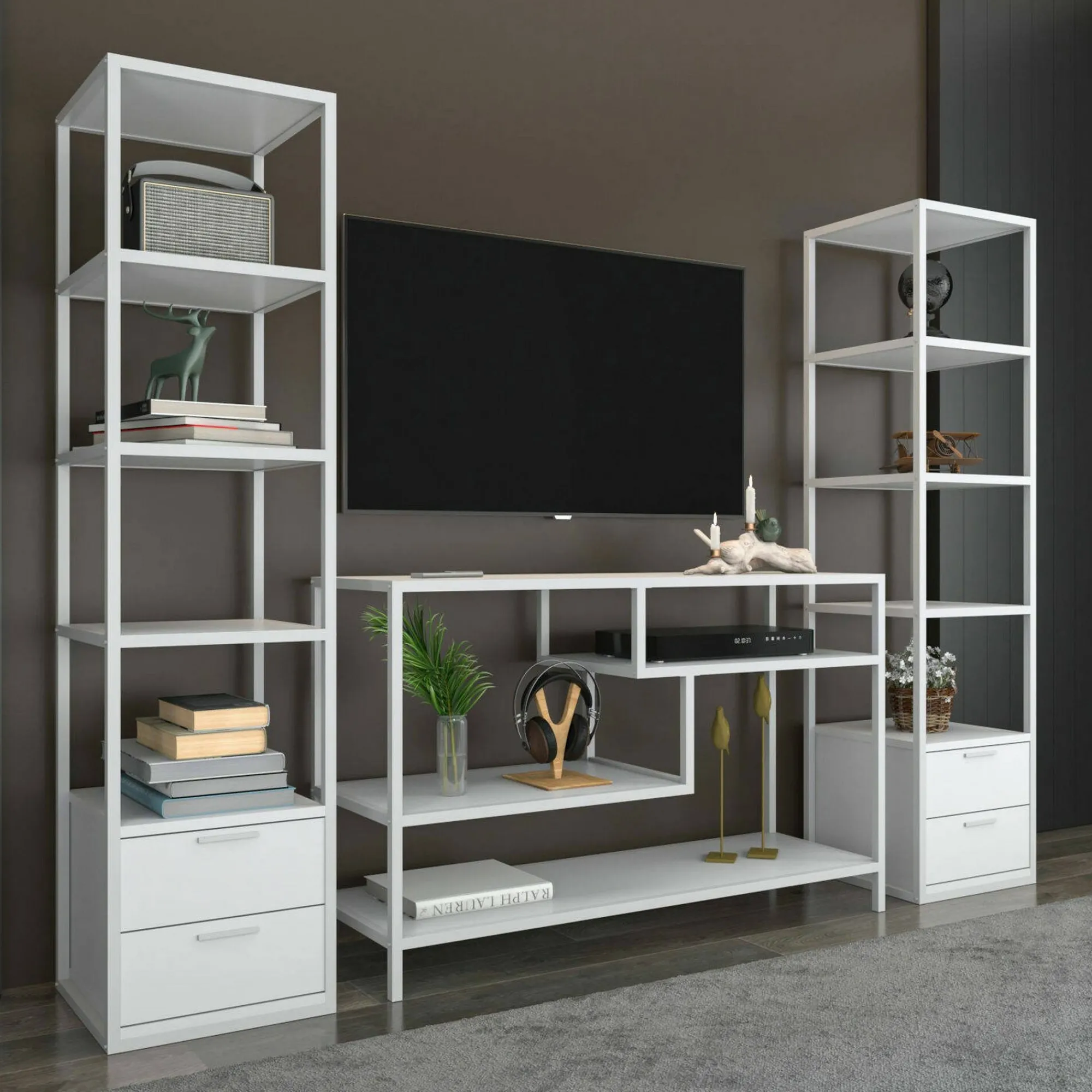 Parete attrezzata Felion, 198x39h160 cm,<Dmora New