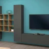 Parete attrezzata Genoveffa, cm 270x30h180, Antracite e Acero<Dmora Discount