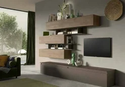 Parete attrezzata Hilaire, 276x40 h190 cm, Bronzo e Noce<Dmora Store