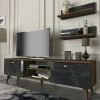 Parete attrezzata Ipsicratea, 150x30 h41 cm, Noce e Grigio<Dmora Best