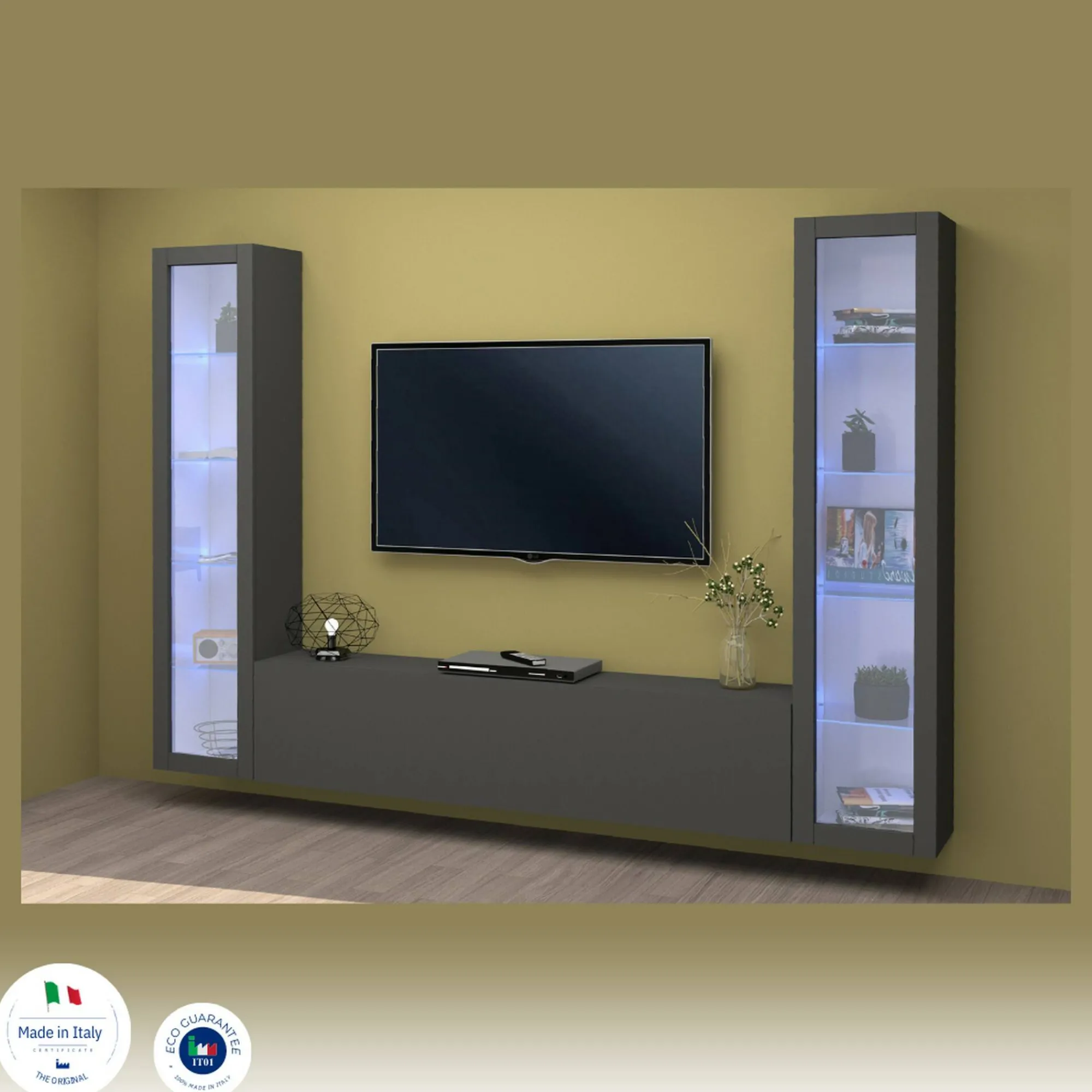 Parete attrezzata Leda, cm 260x30h180,<Dmora Hot