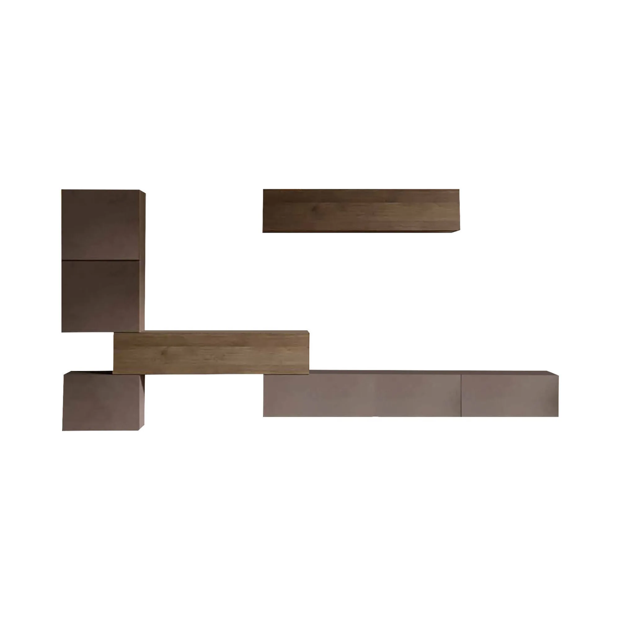 Parete attrezzata Lingling, 340x30 h169 cm, Bronzo e Noce<Dmora Store